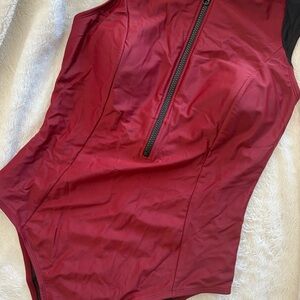 Cupshe Burgundy Zip-Up Top